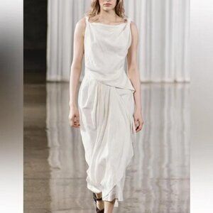 ZARA DRAPED LINEN BLEND DRESS ZW COLLECTION